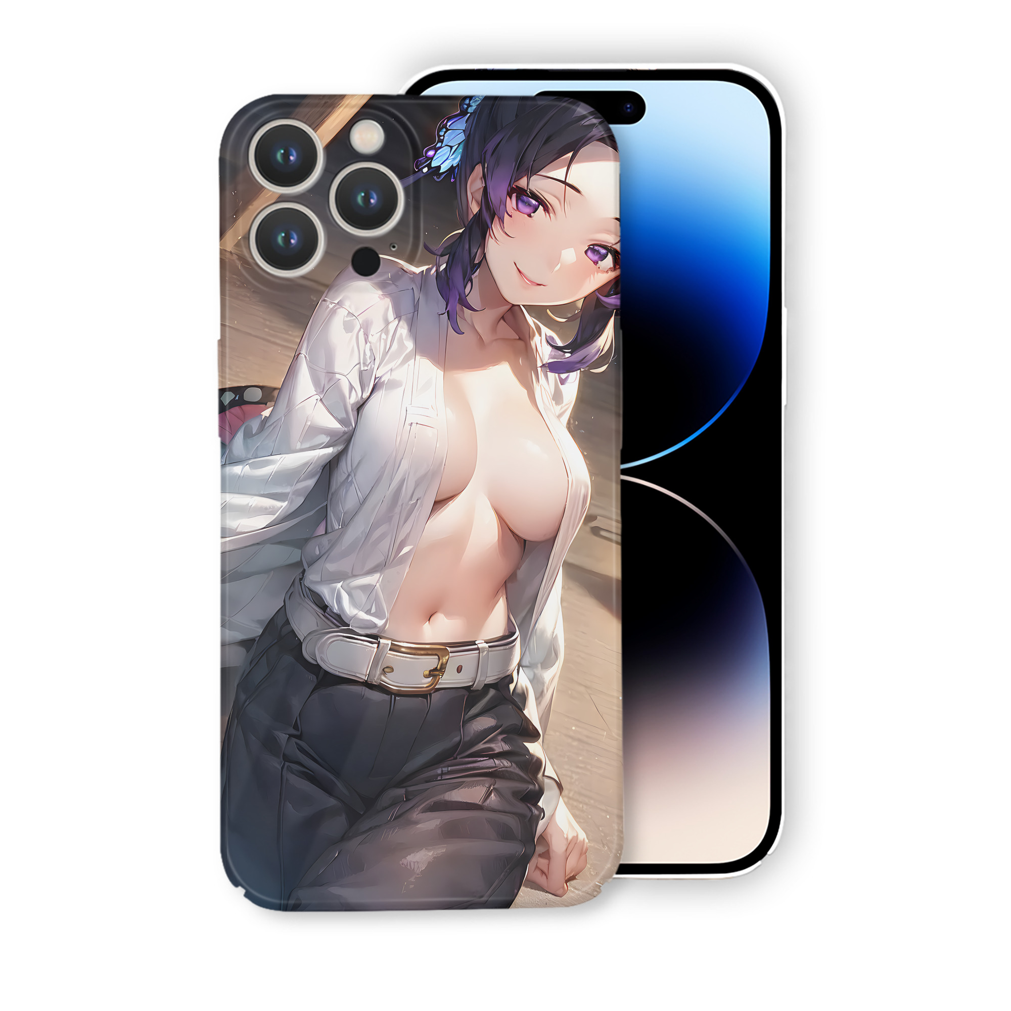 （画像用） 鬼滅の刃（きめつのやいば）蟲柱-胡蝶 しのぶ／こちょう しのぶ Kochou Shinobu 【iPhone 14シリーズ対応】ハードケース